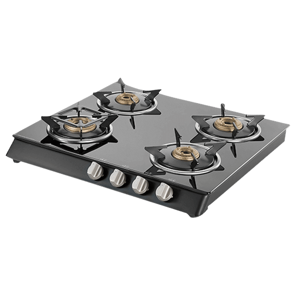 KAFF CTB584BAI Toughened Glass Top 4 Burner Automatic Gas Stove (Heavy Duty Pan Support, Black)_1