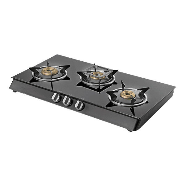KAFF CTB713BAI Toughened Glass Top 3 Burner Automatic Gas Stove (Heavy Duty Pan Support, Black)_1
