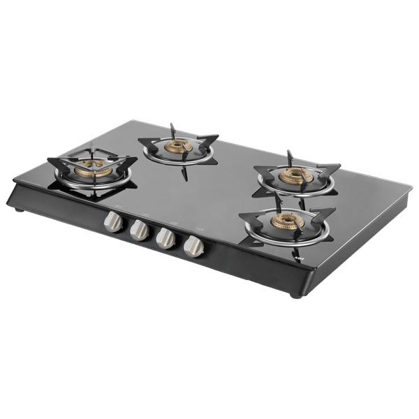 KAFF CTB694BAI Toughened Glass Top 4 Burner Automatic Gas Stove (Heavy Duty Pan Support, Black)_1