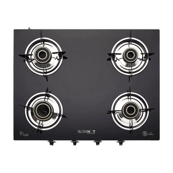 Blowhot Jasper Toughened Glass Top 4 Burner Automatic Electric Gas Stove (ISI Certified, Black)_1