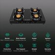 Faber DAISY 4BB BK Tempered Glass Top 4 Burner Manual Gas Stove (Scratch Resistant, Black)_3