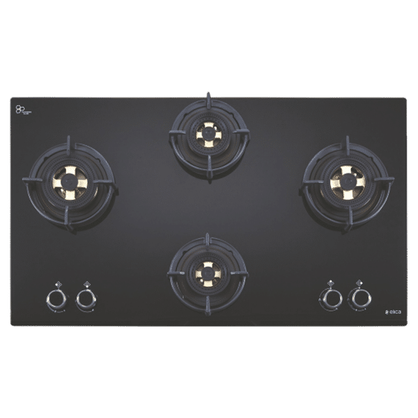 Elica FLEXI DFS FB 4B 70 TX Glass Top 4 Burner Automatic Electric Hob (Round Enamelled Grid, Black)_1