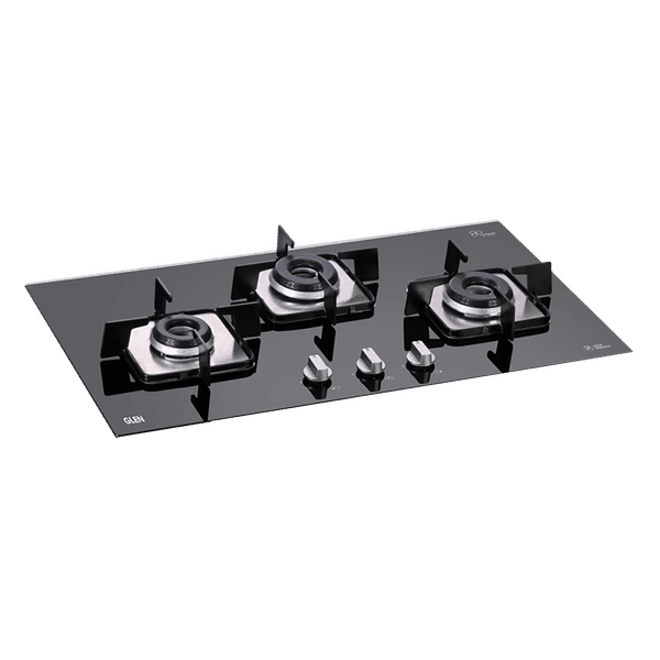 Glen 1073 SQ DB Toughened Glass Top 3 Burner Automatic Electric Hob (Scratch & Stain Resistant, Black)_1