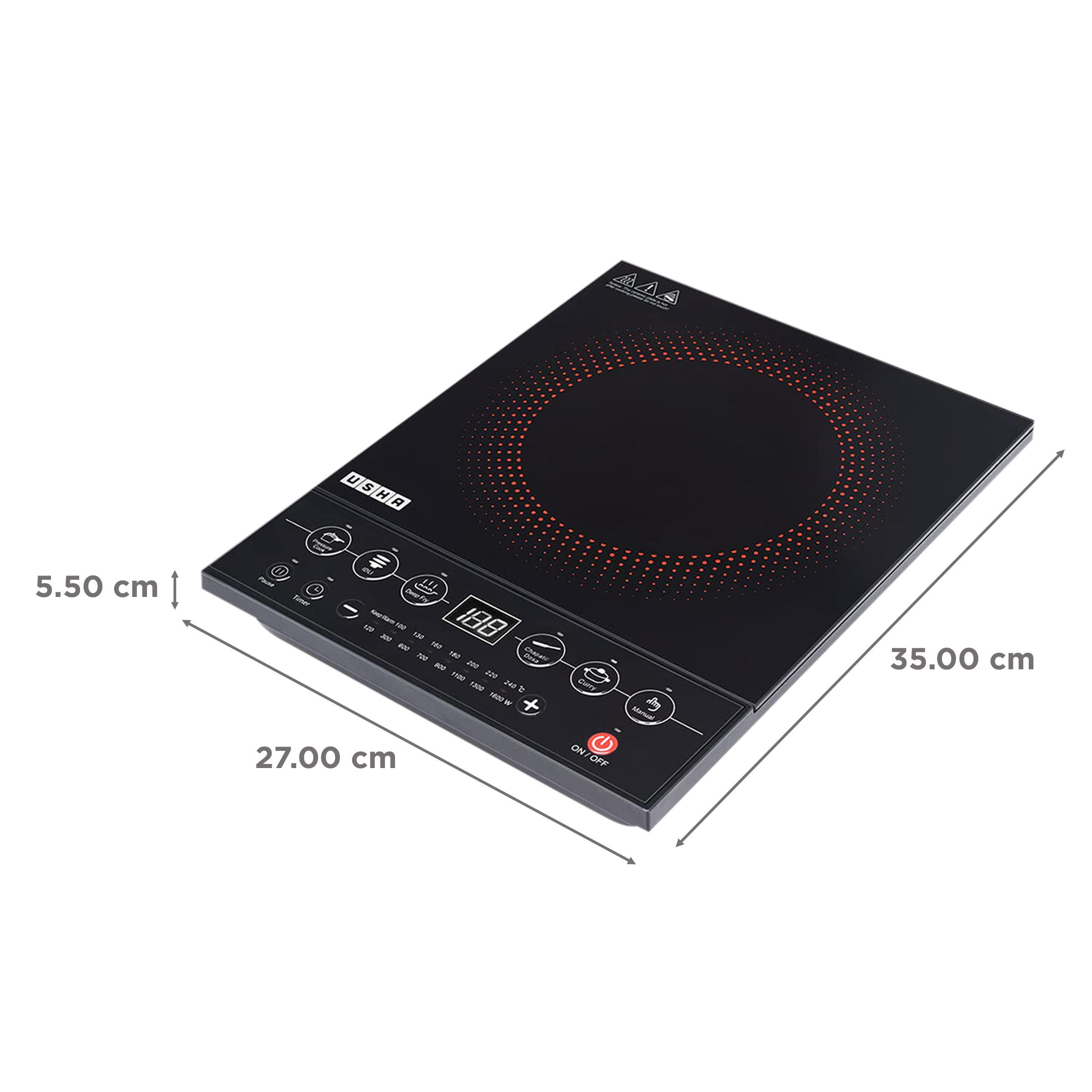 Buy USHA Cookjoy 1600W Induction Cooktop with 5 Preset Menus Online - Croma