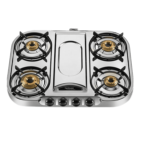 Hindware Festo 4 Burner Manual Gas Stove (Sturdy Pan Support, Silver)_1