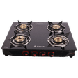 Singer Maxiflare Toughened Glass Top 4 Burner Manual Gas Stove (Powder Coated Pan Support, Black)_1