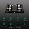 Singer Maxiflare Toughened Glass Top 4 Burner Manual Gas Stove (Powder Coated Pan Support, Black)_3