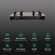 Butterfly Wave Toughened Glass Top 2 Burner Manual Gas Stove (Rust Free Pan Stand, Black)_3