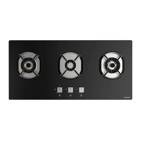 Faber Nexus IND HT803 CRS BR CI AI Toughened Glass Top 3 Burner Automatic Hob (Cast Iron Pan Support, Black)_1