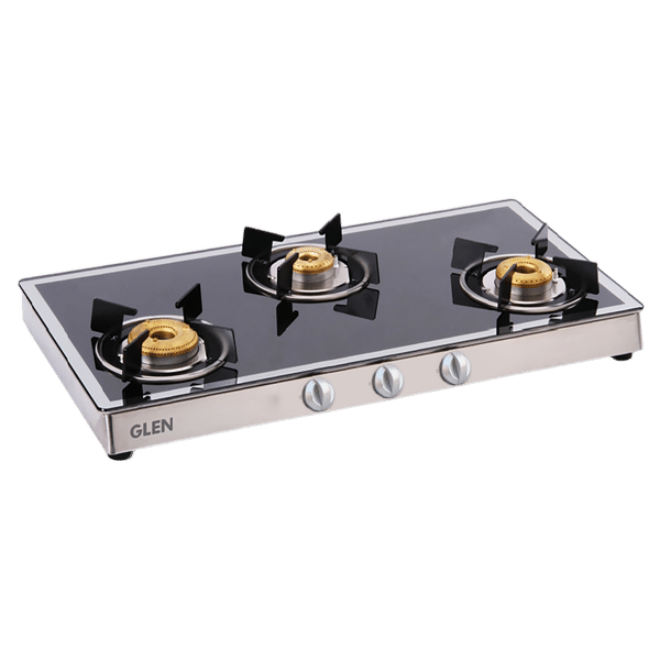 Glen 1038 GT FBM Toughened Glass Top 3 Burner Manual Gas Stove (Scratch & Stain Resistant, Black/White)_1