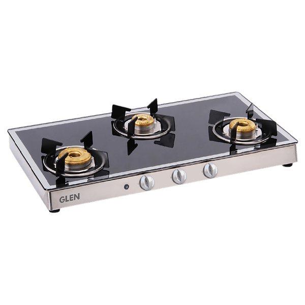 Glen 1038 GT FBM AI Toughened Glass Top 3 Burner Automatic Gas Stove (Scratch & Stain Resistant, Silver)_1