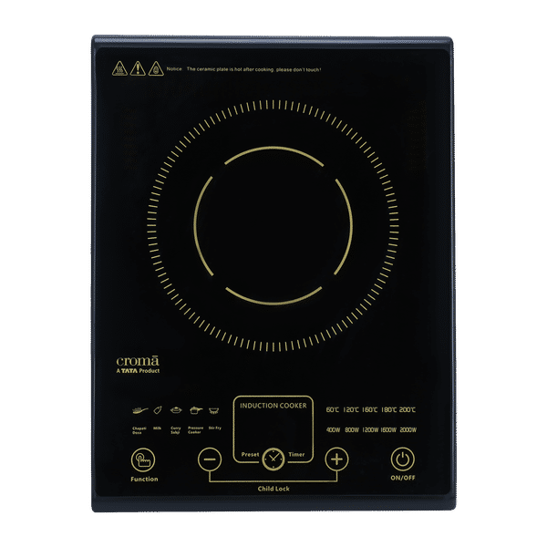 Croma 2000W Induction Cooktop with 5 Preset Menus_1