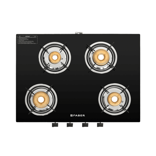 Faber Jumbo Neo XL 4BB AI Glass Top 4 Burner Automatic Gas Stove (MS Power Coated Pan Support, Black)_1