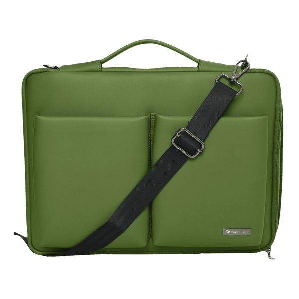 Dr. Vaku Mestella PU Leather Laptop Sleeve for 14 Inch Laptop (Water Resistant, Green)_1