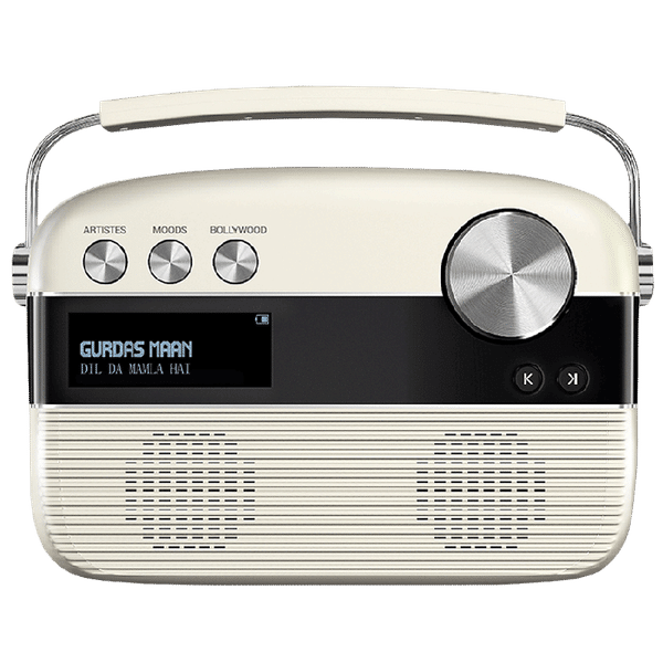 SAREGAMA Carvaan 6W Portable Bluetooth Speaker (5000 Pre Loaded Songs, Stereo Channel, White)_1