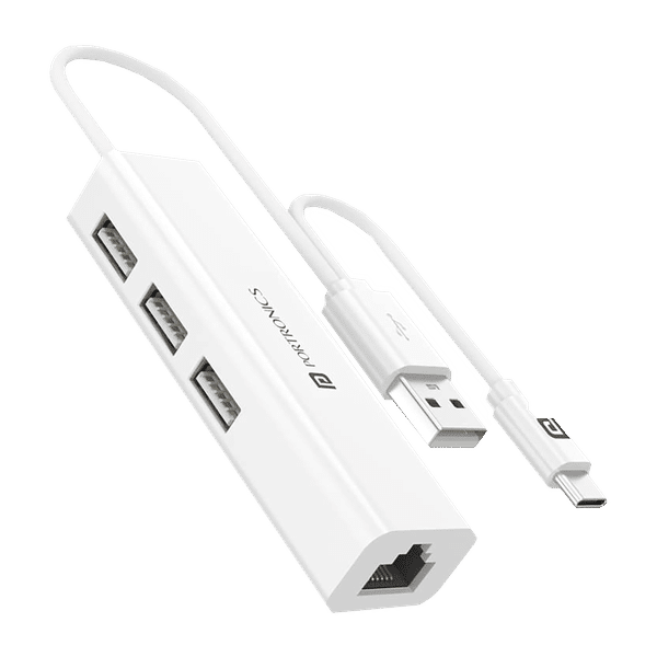 PORTRONICS Mport 60 4-in-2 USB 2.0 Type A, USB 2.0 Type C to USB 2.0 Type A, RJ45 USB Hub (Universal Connectivity, White)_1