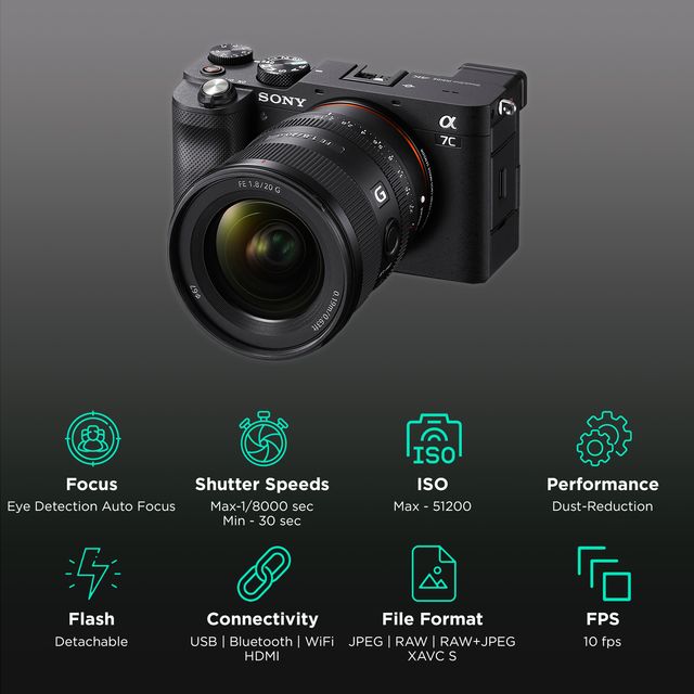 Buy SONY Alpha 7C 24.2MP Mirrorless Camera (Body Only, 35.6 x 23.8 mm ...