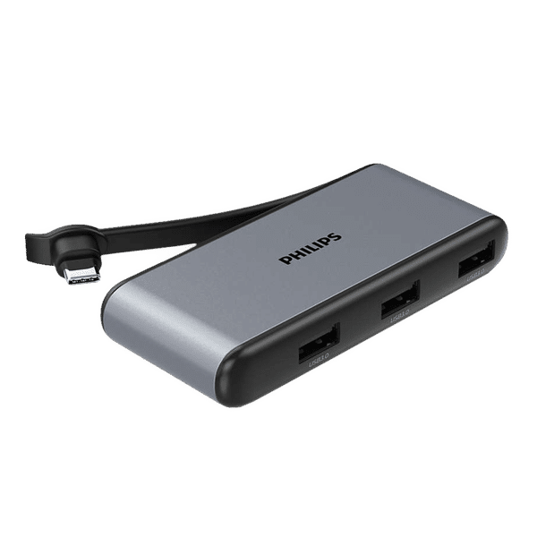 Philips 5-in-1 USB 3.1 Type C to USB 3.0 Type A, USB 3.0 Type C, HDMI Type A USB Hub (5 Gbps Data Transfer Rate, Grey)_1