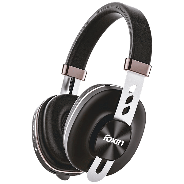 Foxin Supreme 325 FOXHED0138 Bluetooth Headphone with Mic (Google Assistant Enabled, Over Ear, Black and Brown)_1