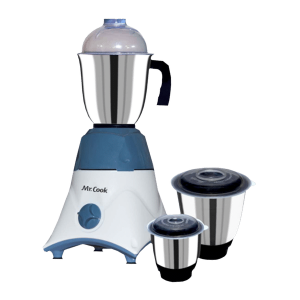 MR COOK Starmix 550 Watt 3 Jars Mixer Grinder (3 Speed Control, White & Blue)_1