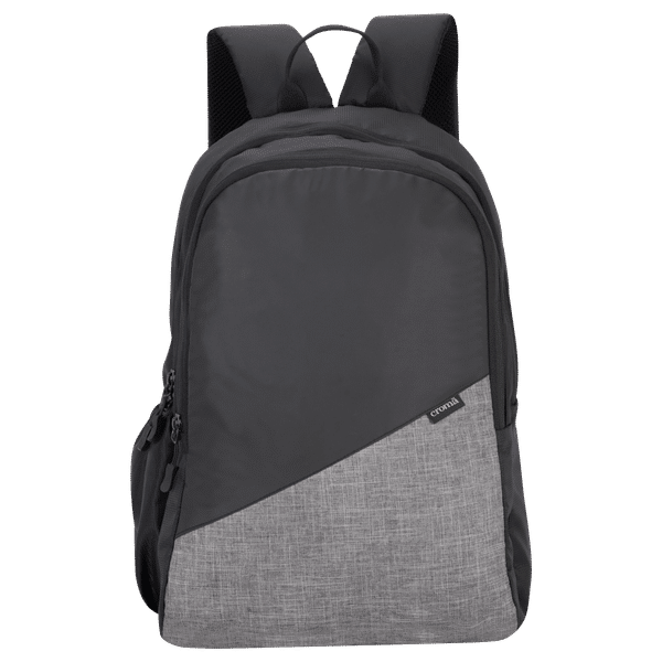 Croma Polyester Laptop Backpack (30 L, 2 Spacious Compartments, Grey and Black) _1