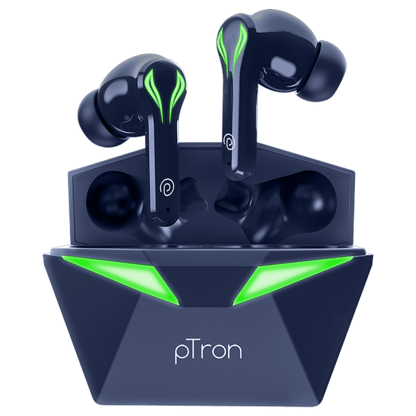 pTron Basspods Quest TWS Earbuds with Passive Noise Cancellation (IPX4 Water Resistant, Fast Charging, Blue)_1