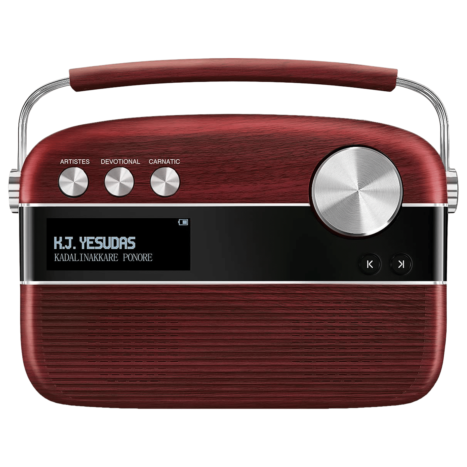 SAREGAMA Carvaan Malayalam 6W Portable Bluetooth Speaker (5000 Evergreen Songs, 2.0 Channel, Cherrywood Red)