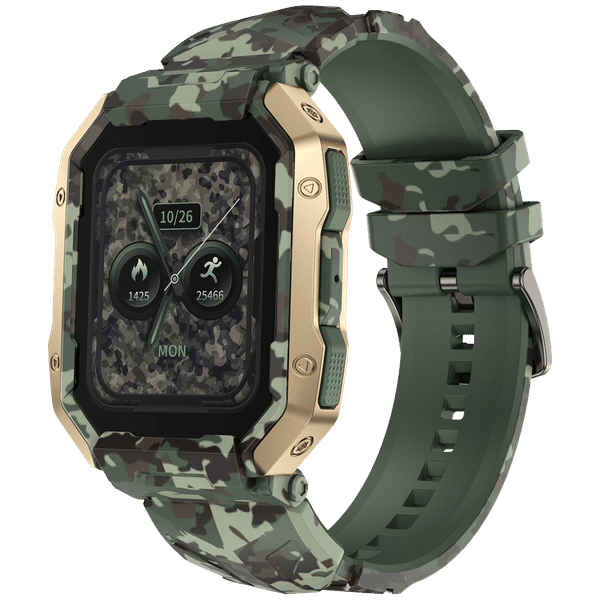 FIRE-BOLTT Cobra Smartwatch with Bluetooth Calling (45.21mm AMOLED Display, IP68 Water Resistant, Camo Green Strap)_1