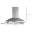 Sunflame Eva 60cm 700m3/hr Ductless Wall Mounted Chimney with Push Button Control (Silver)_2