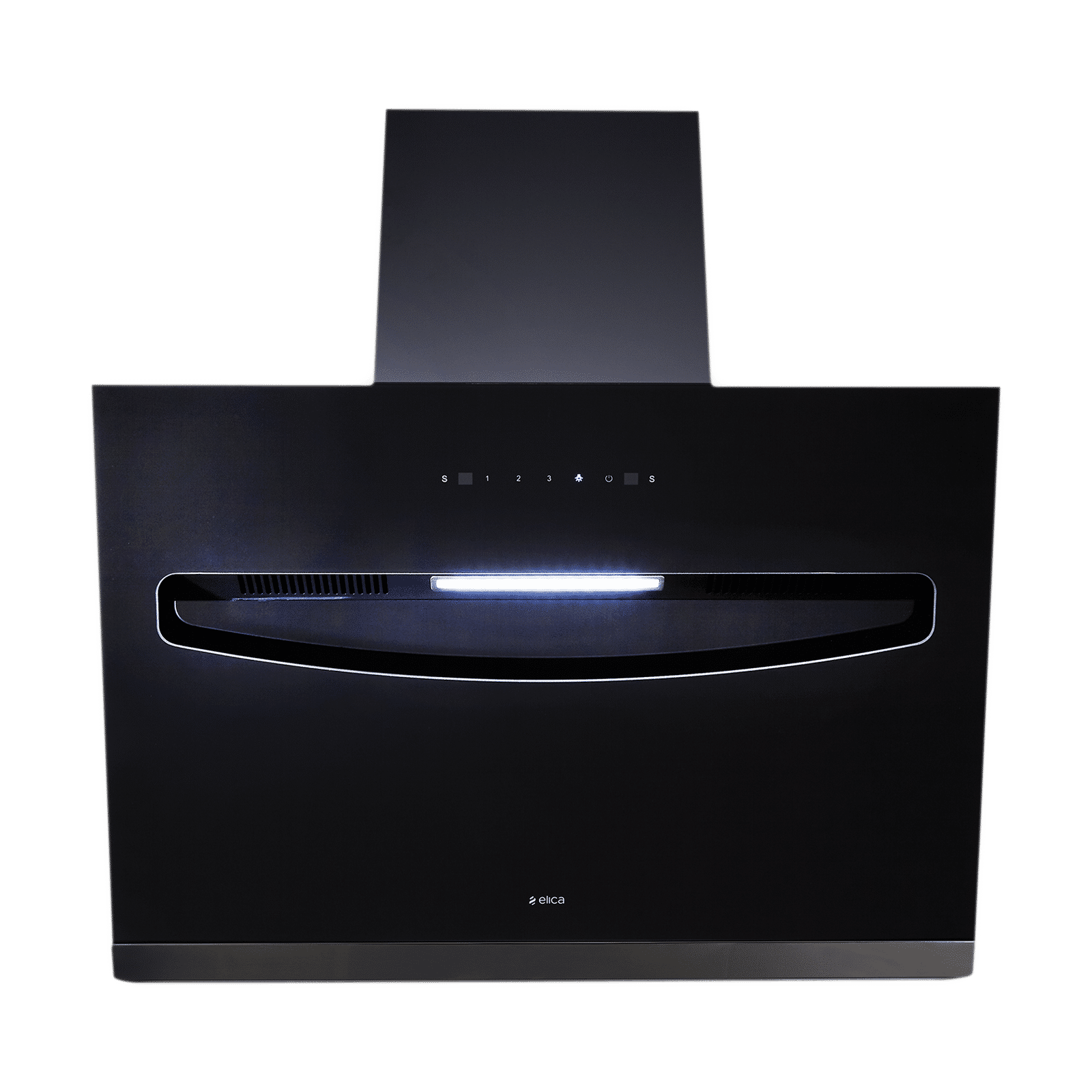 elica EFL S 907 HAC LTW VMS 90cm 1200m3/hr Ducted Auto Clean Wall Mounted Chimney with Touch Control Panel (Black)