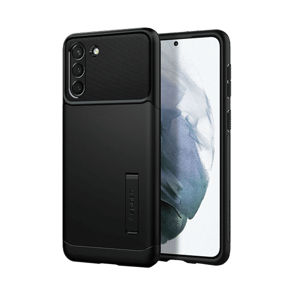 spigen Slim Armor TPU & Polycarbonate Back Case with Stand for SAMSUNG Galaxy S21 Plus (Wireless Charging Compatible, Black)_1