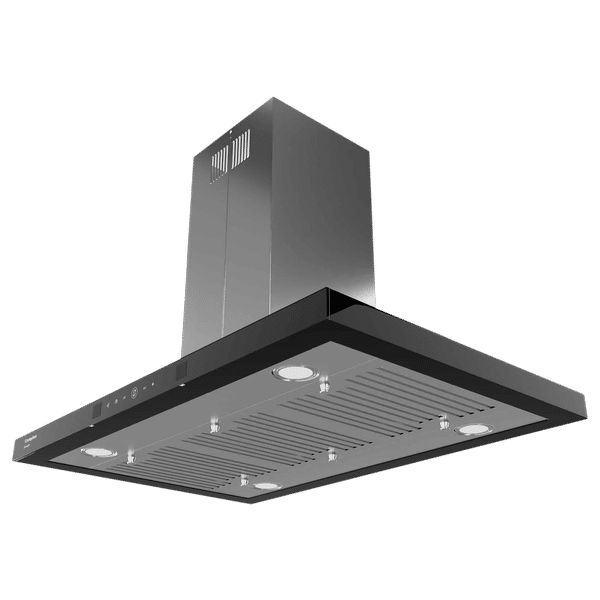 Crompton GrandArt 90cm 1350m3/hr Ducted Auto Clean Ceiling Mounted Chimney with Touch Control Panel (Inox)_1