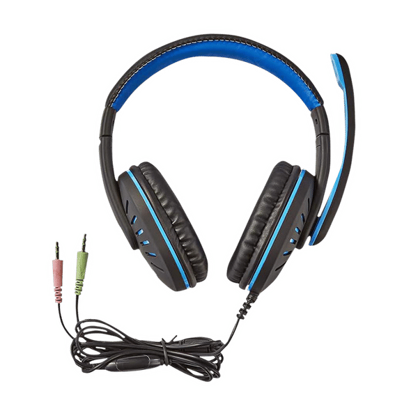 nedis GHST100BK Wired Gaming Headset (Amigo Stereo Gaming Designed, Over Ear, Black & Blue)_1