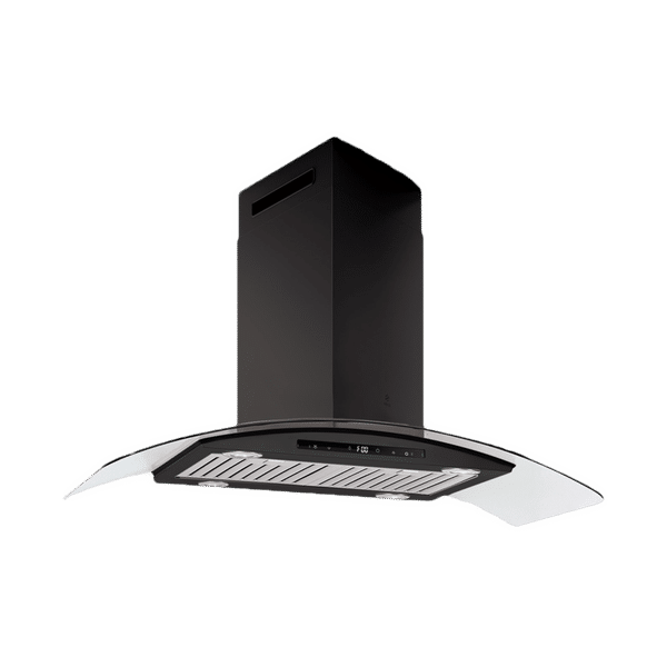 elica ISMART GLACE TRIM BF ISLAND LTW 90 90cm Ductless Ceiling Mounted Chimney with Motion Sensor (Black)_1