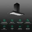 elica ISMART SPOT H6 EDS ISLAND LTW 90 NERO 90cm Ducted Ceiling Mounted Chimney with Touch Control Panel (Black)_3