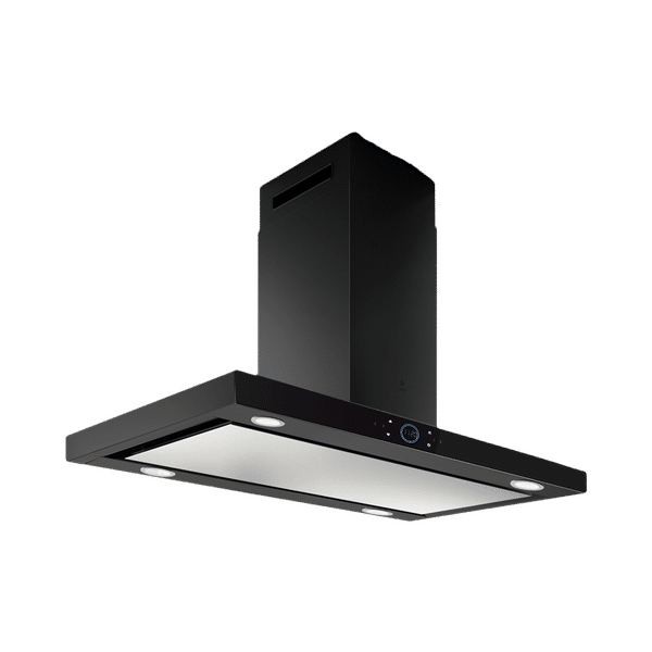 elica ISMART SPOT H6 EDS ISLAND LTW 90 NERO 90cm Ducted Ceiling Mounted Chimney with Touch Control Panel (Black)_1