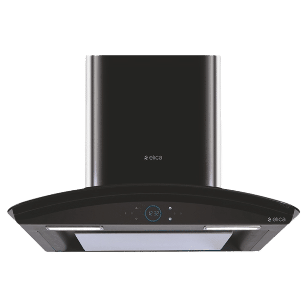 elica ISMART GLACE EDS LTW 60 NERO 60cm Ducted Wall Mounted Chimney with Motion Sensor (Black)_1