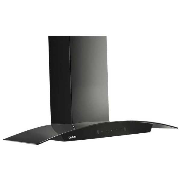 GLEN 6071 BL BLDC 90cm 1200m3/hr Ductless Auto Clean Wall Mounted Chimney with Touch Control Panel (Black)_1