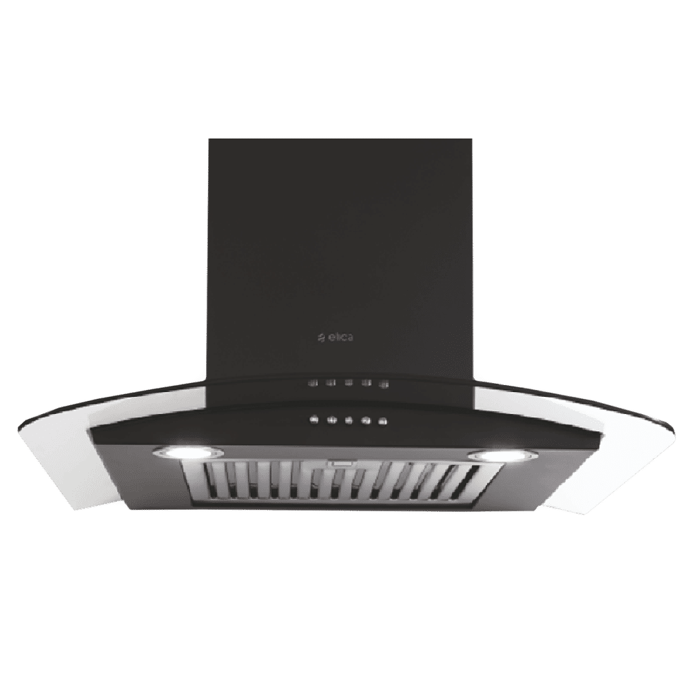 elica GLACE SF ETB PLUS LTW 60 NERO PB LED 60cm 1220m3/hr Ducted Wall Mounted Chimney with Push Button Control (Black)