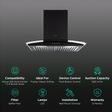 elica GLACE TF ETB PLUS LTW 60 NERO PB LED 60cm 1220m3/hr Ducted Wall Mounted Chimney with Push Button Control (Black)_3