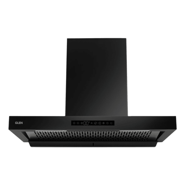GLEN 6053 BL BLDC 90cm 1400m3/hr Ducted Auto Clean Wall Mounted Chimney with Touch Control Panel (Black)_1