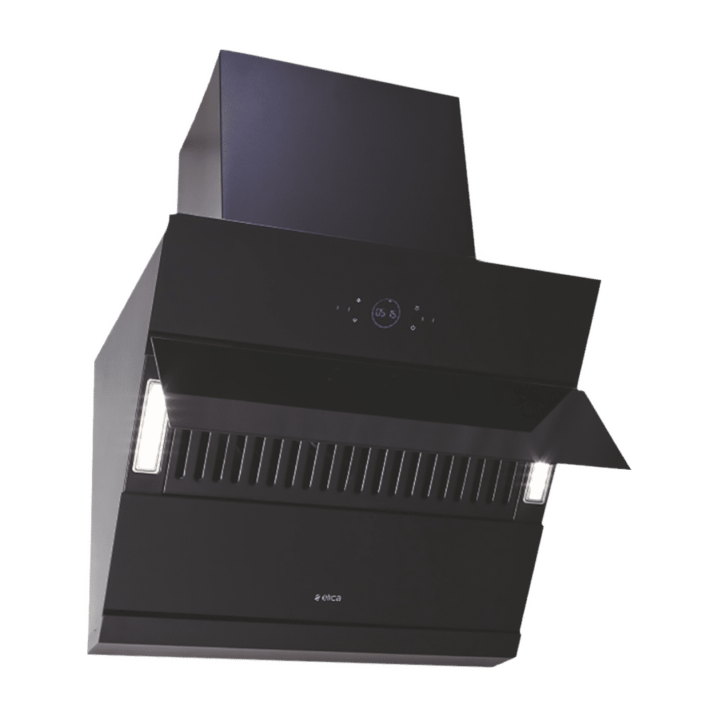 elica ISMART EFL 75 HAC LTW 75cm Ductless Auto Clean Wall Mounted Chimney with Powerful Suction (Black)