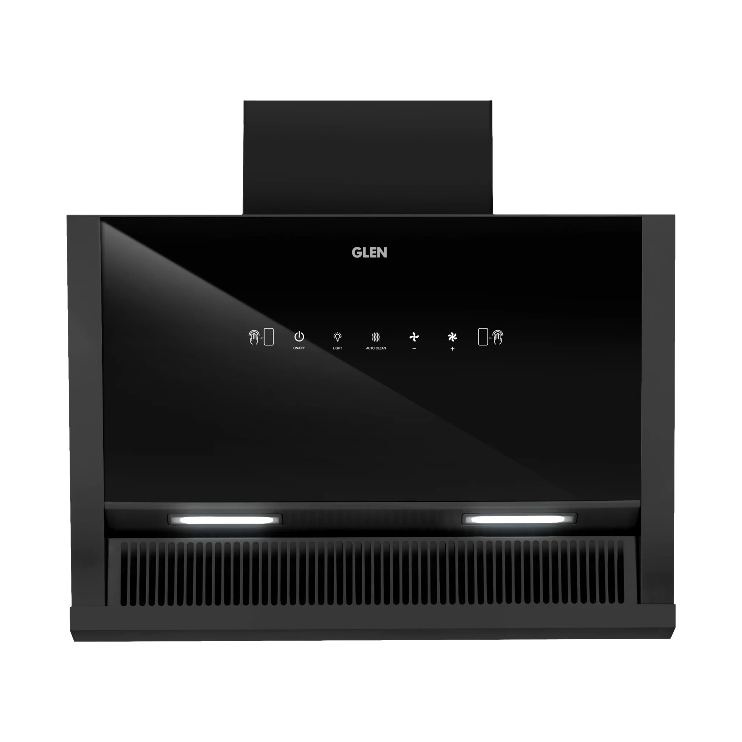 GLEN 6072 SX BL MS 90cm 1200m3/hr Ducted Auto Clean Wall Mounted Chimney with Touch Control Panel (Black)