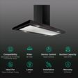 elica SPOT H4 ISLAND EDS PLUS 90 NERO T4V LED 90cm 1220m3/hr Ducted Ceiling Mounted Chimney with Touch Control (Black)_3