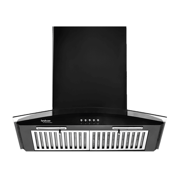 hindware Fabio 60cm 1100m3/hr Ducted Wall Mounted Chimney with Push Button Control (Black)_1