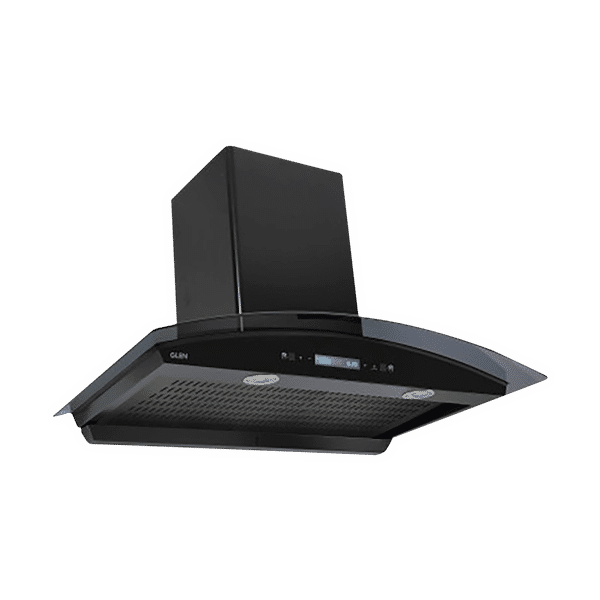 GLEN 6061 BL BLDC MS 90cm 1200m3/hr Ductless Auto Clean Wall Mounted Chimney with Touch Control Panel (Black)_1