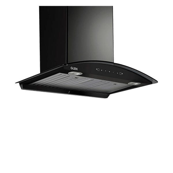 GLEN 6066 BL MS 76cm 1200m3/hr Ductless Auto Clean Wall Mounted Chimney with Touch Control Panel (Black)_1