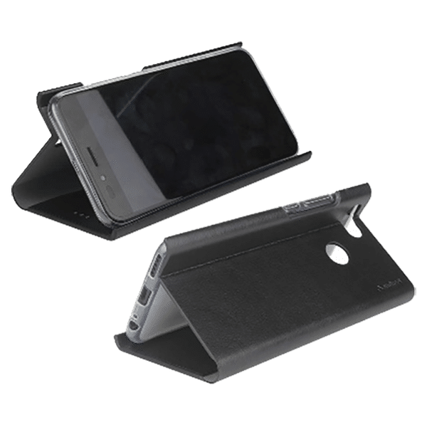 stuffcool Flipit Soft Leather Flip Cover for oppo A1K (Built-in Stand, Black)_1