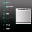 elica WQP12-7735HR 14 Place Settings Built-in Dishwasher with On Device Control (Stainless Steel)_3
