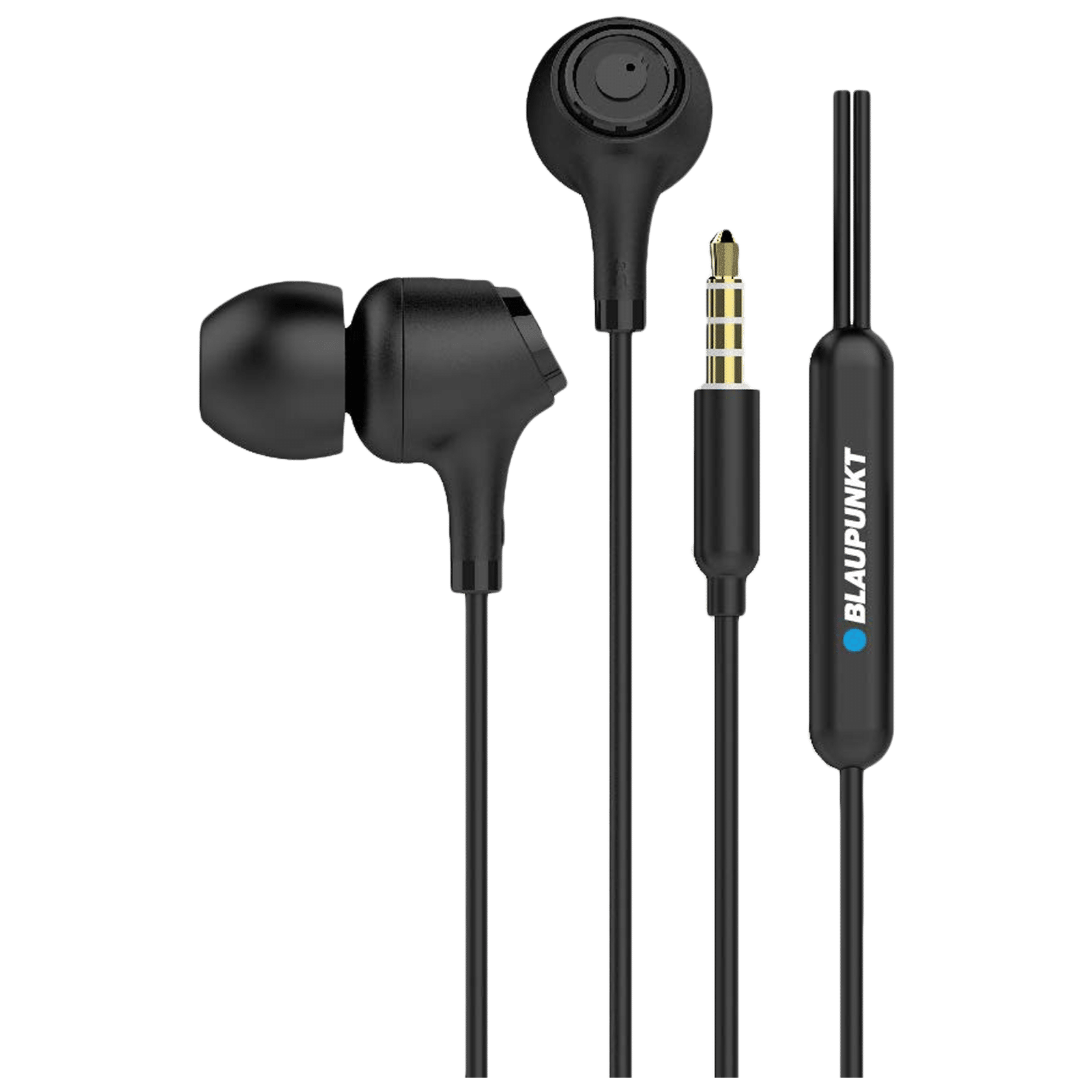 Blaupunkt EM01 Wired Earphone with Mic (In Ear, Black)